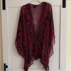 INC International Concepts Red and Black Paisley Kimono